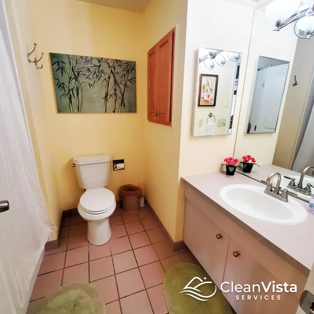 Sparkling clean bathroom vanity after CleanVista cleaning in Denver
