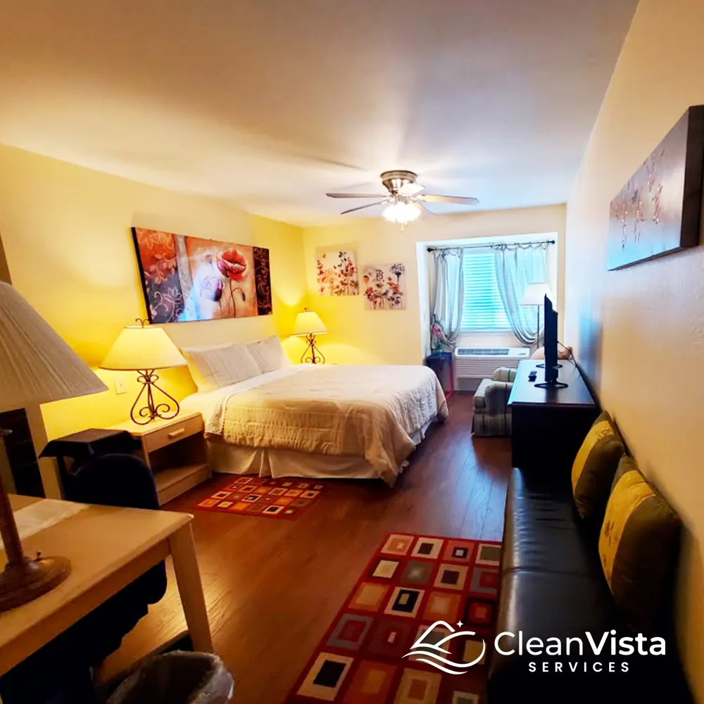 Fresh, tidy bedroom after a CleanVista cleaning in Denver