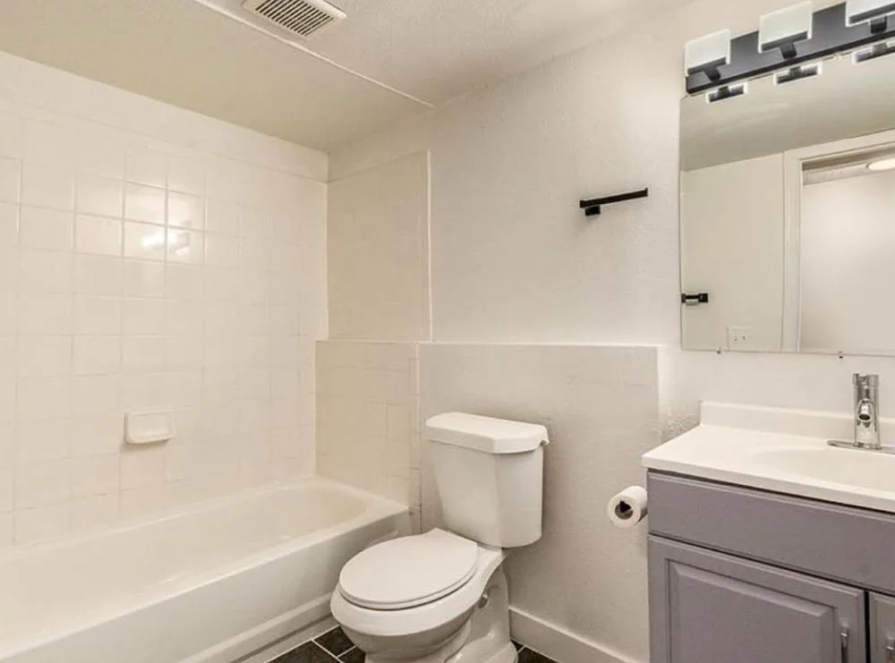 Sparkling clean bathroom and tub after a CleanVista move-out cleaning in Denver