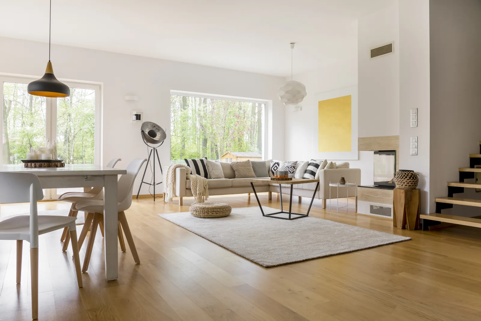 Bright, spotless living room after professional residential house cleaning by CleanVista in Denver